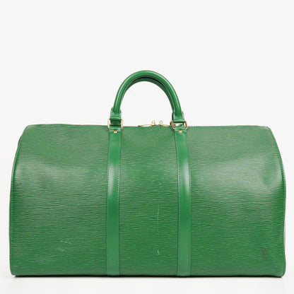 Louis Vuitton Keepall 50 Reisetasche in Grün aus Epi Leder