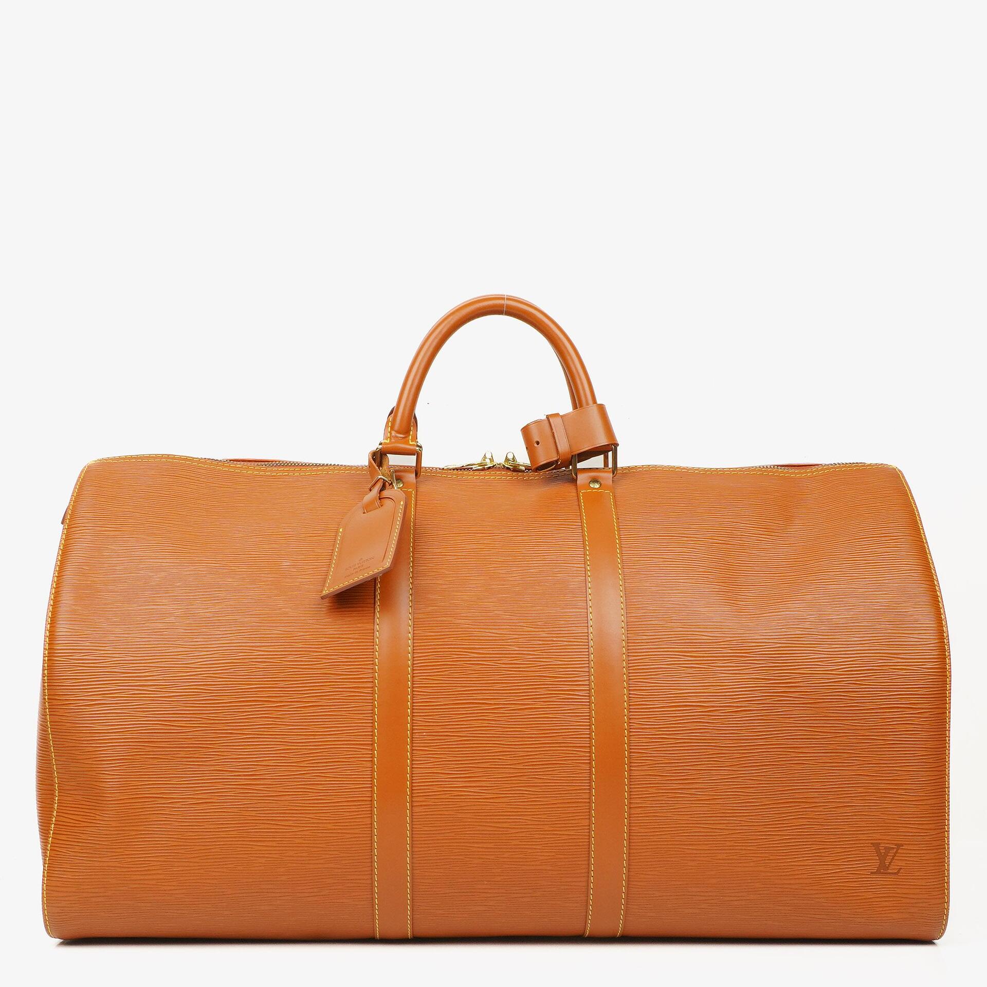 Louis Vuitton Keepall 55 Reisetasche aus Epi Leder in Cognac