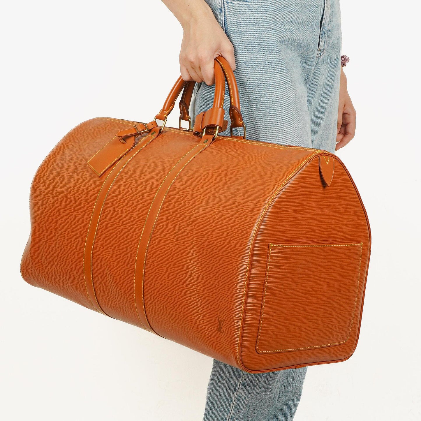 Louis Vuitton Keepall 55 Reisetasche aus Epi Leder in Cognac