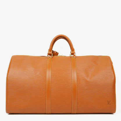 Louis Vuitton Keepall 55 Reisetasche aus Epi Leder in Cognac