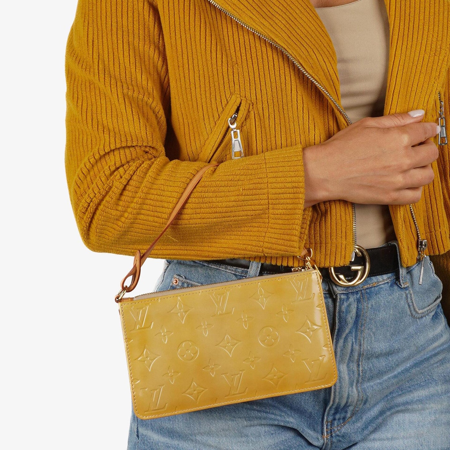 Louis Vuitton Lexington Gelb Monogram Vernis Clutch Handtasche