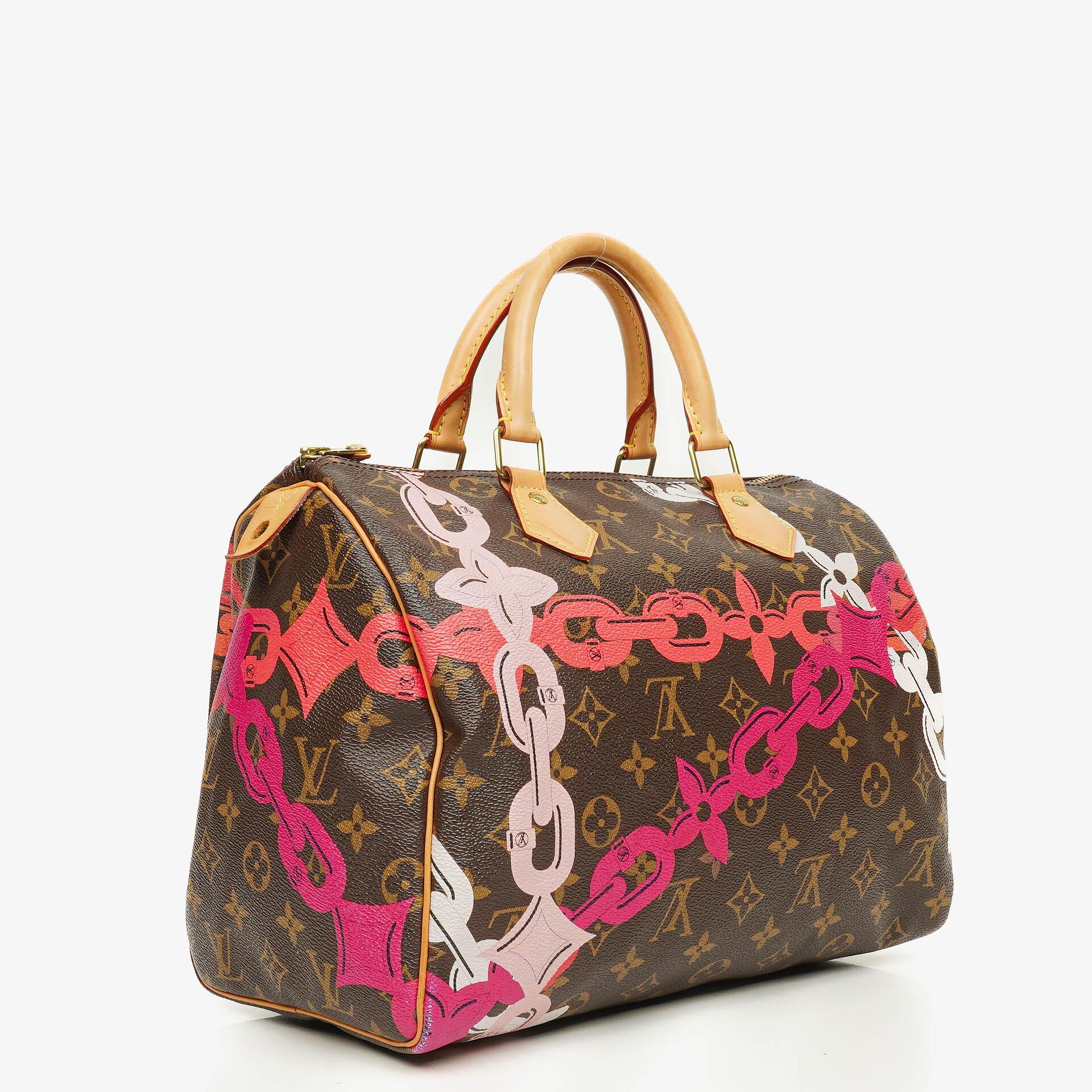 Louis Vuitton Limitierte Edition Chain Flower Speedy 30 Handtasche aus Monogram Canvas