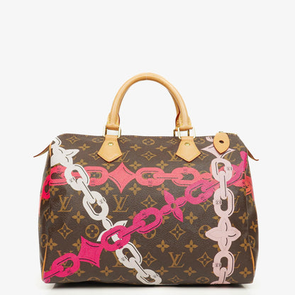 Louis Vuitton Limitierte Edition Chain Flower Speedy 30 Handtasche aus Monogram Canvas