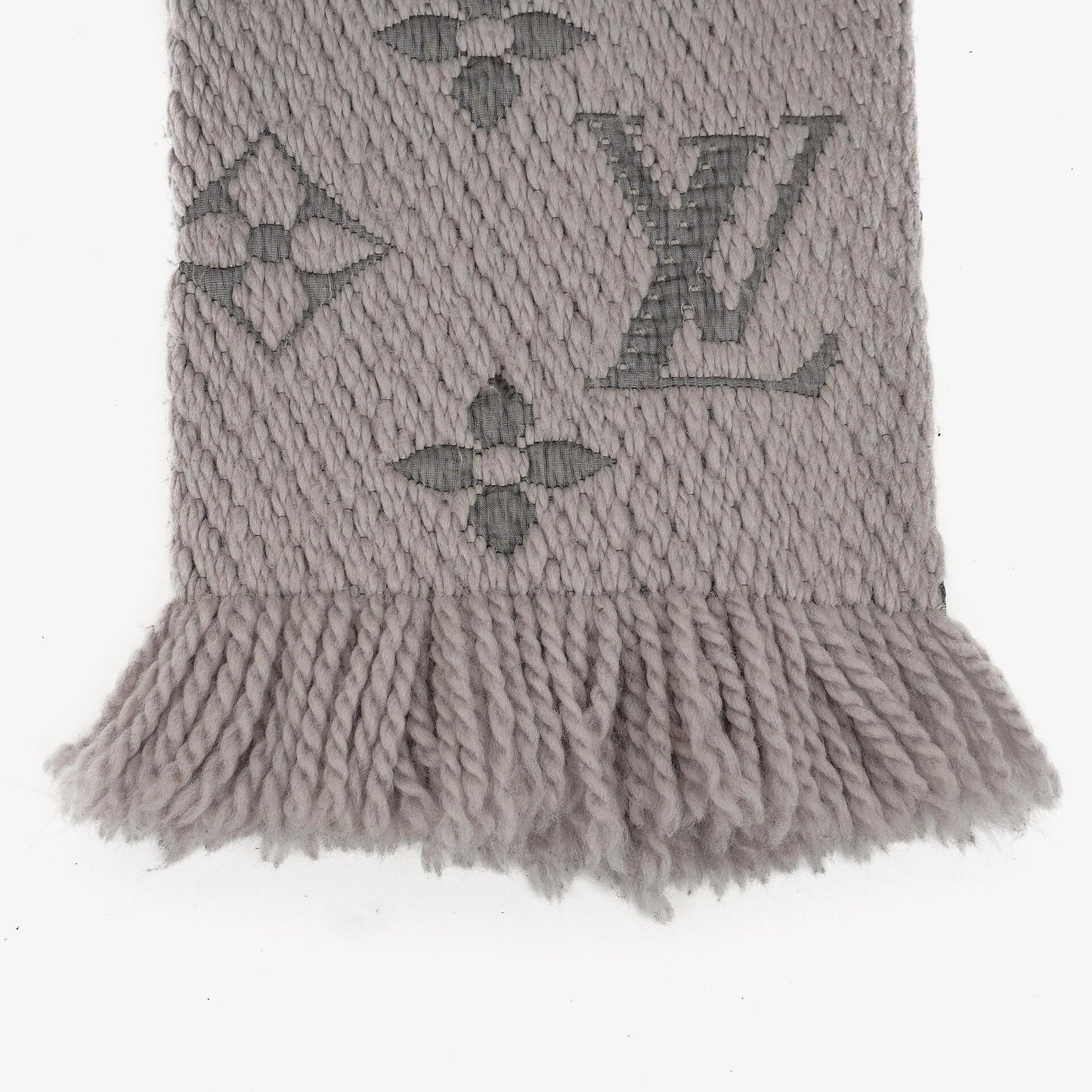 Louis Vuitton Logomania Woll-Seiden-Schal Perlgrau