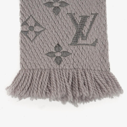 Louis Vuitton Logomania Woll-Seiden-Schal Perlgrau