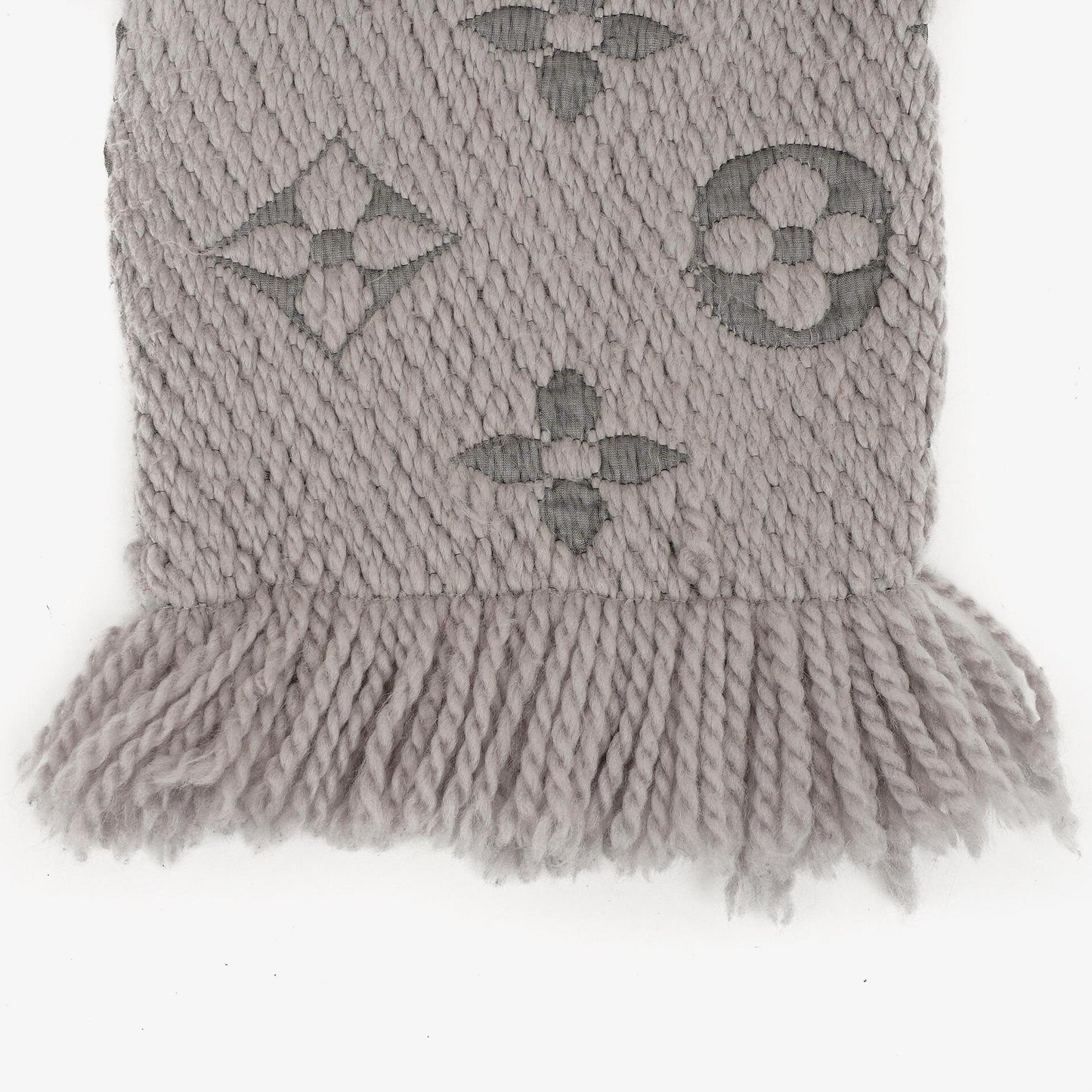 Louis Vuitton Logomania Woll-Seiden-Schal Perlgrau