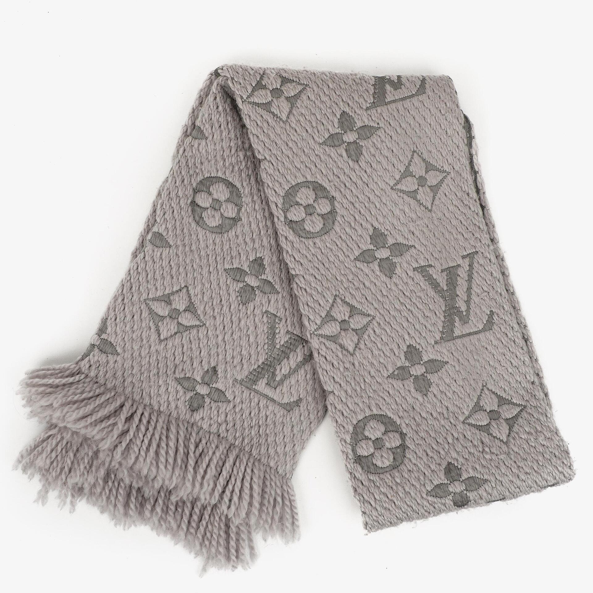 Louis Vuitton Logomania Woll-Seiden-Schal Perlgrau