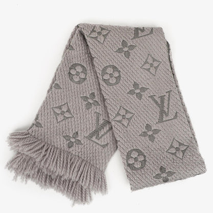 Louis Vuitton Logomania Woll-Seiden-Schal Perlgrau