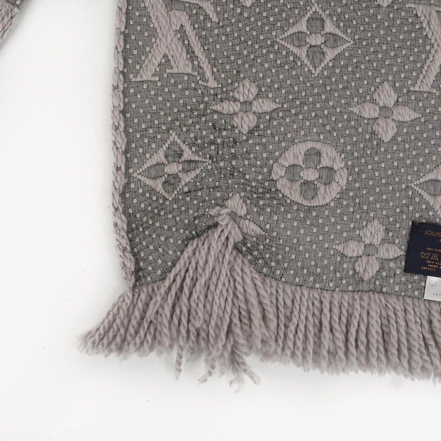 Louis Vuitton Logomania Woll-Seiden-Schal Perlgrau