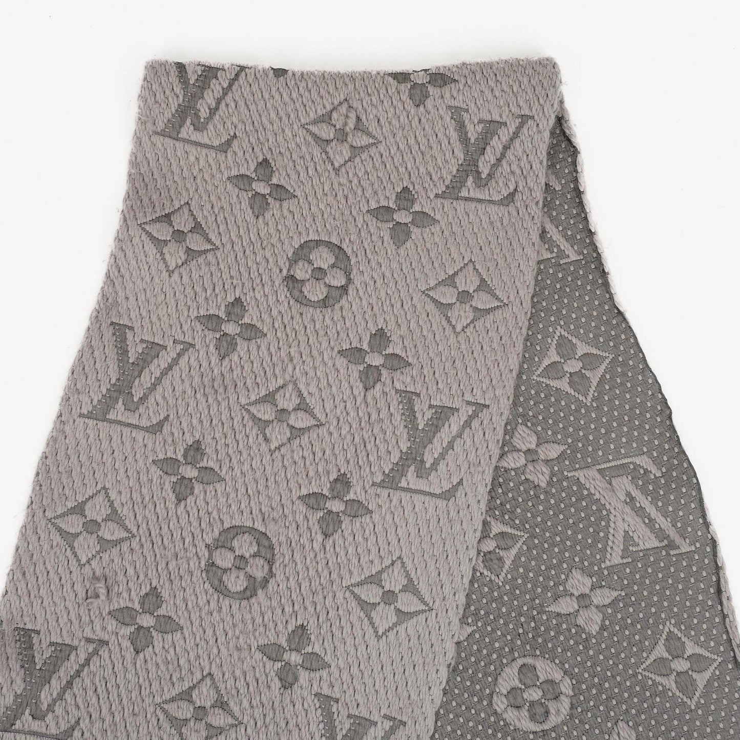 Louis Vuitton Logomania Woll-Seiden-Schal Perlgrau
