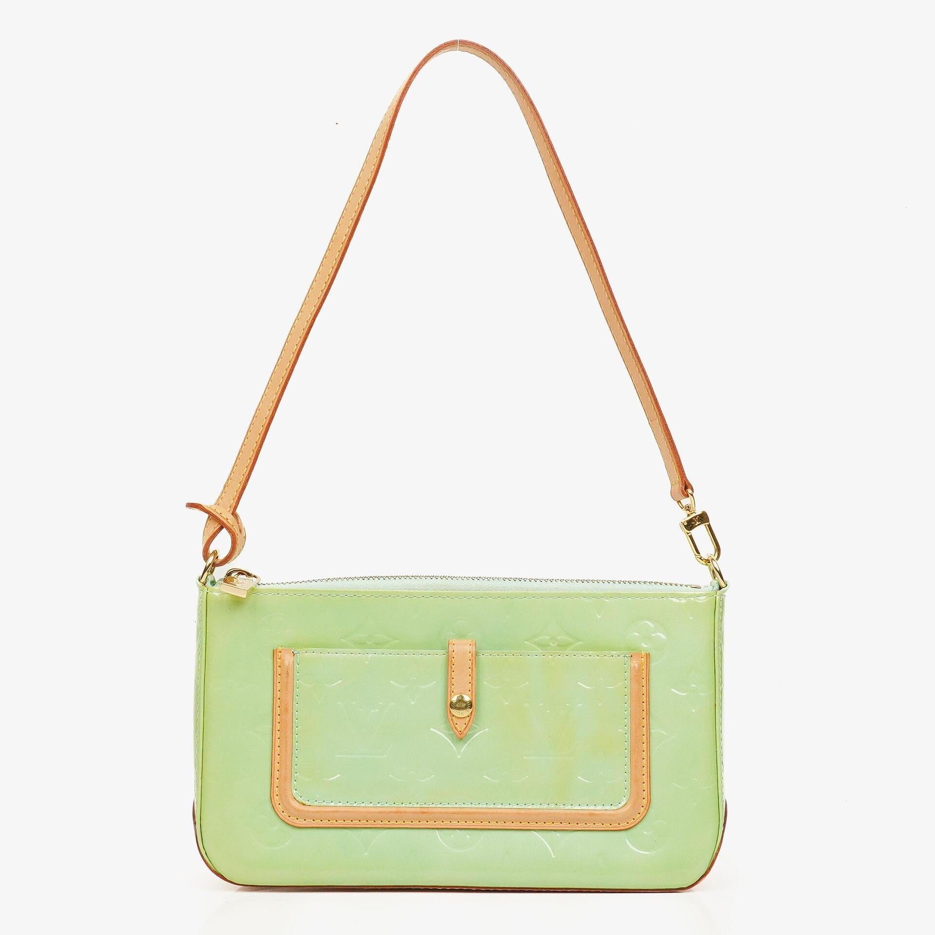 Louis Vuitton Mallory Square Schultertasche aus Monogram Vernis in Pfefferminz