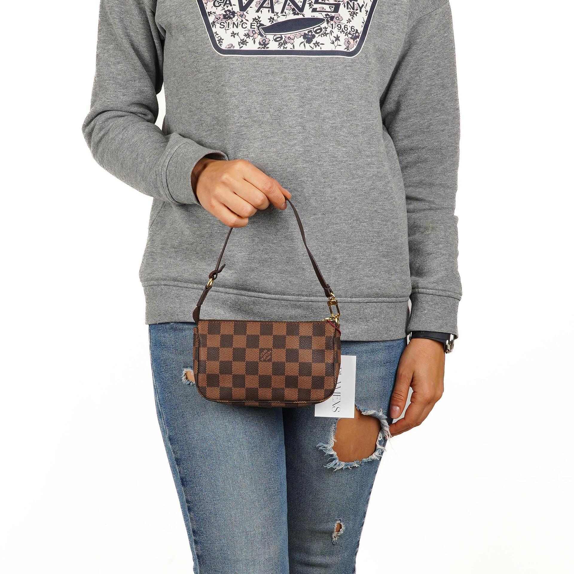 Louis Vuitton Mini Pochette Accessoires Damier Ebene Canvas Clutch Handtasche