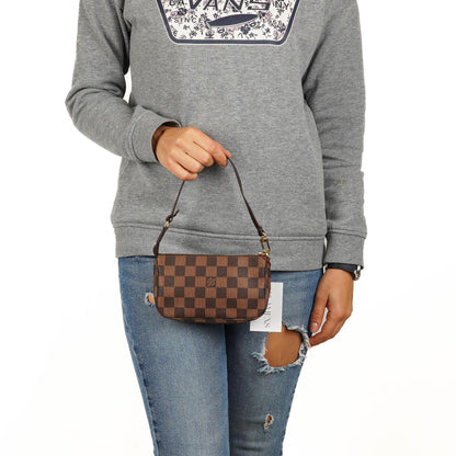 Louis Vuitton Mini Pochette Accessoires Damier Ebene Canvas Clutch Handtasche