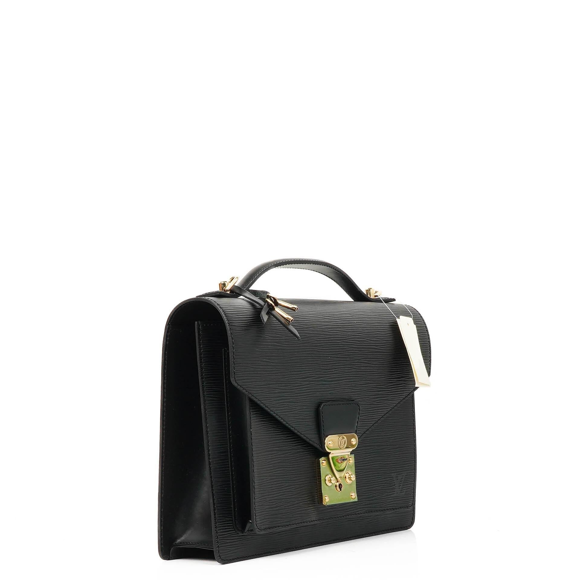 Louis Vuitton Monceau Schwarze EPI Leder Handtasche