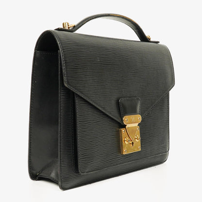 Louis Vuitton Monceau Handtasche aus schwarzem Epi-Leder