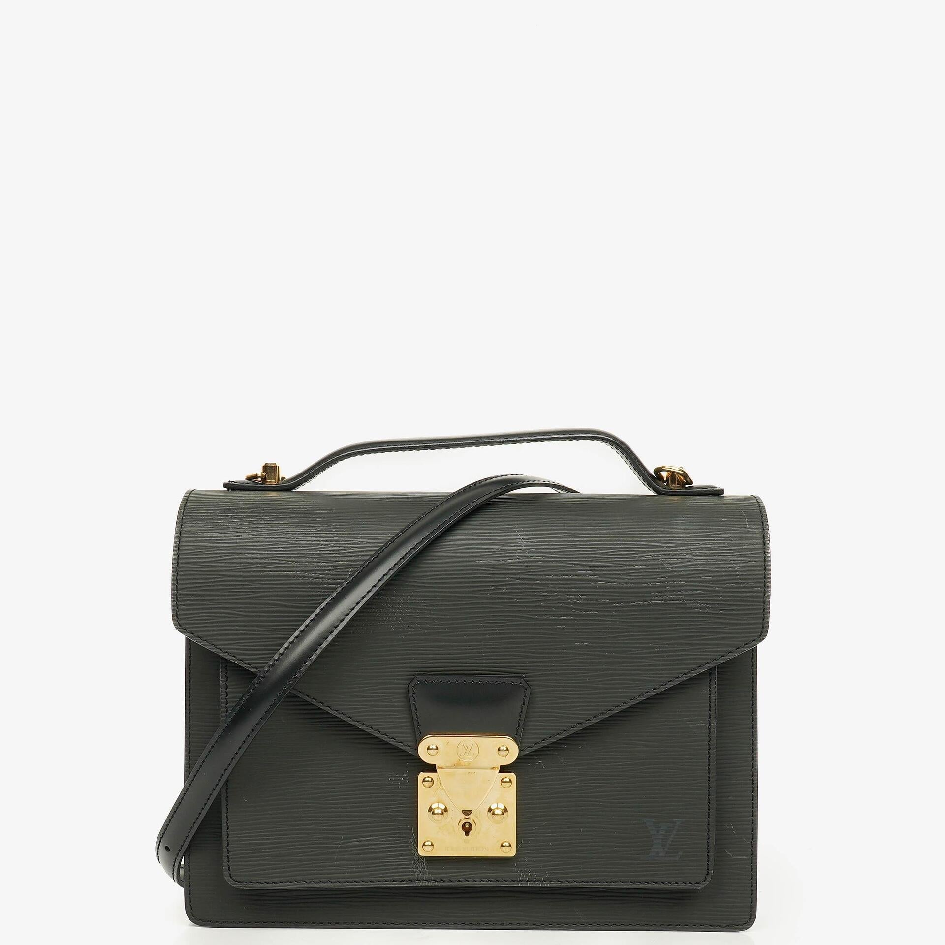 Louis Vuitton Monceau Handtasche aus schwarzem Epi Leder