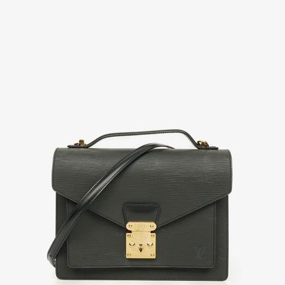 Louis Vuitton Monceau Handtasche aus schwarzem Epi Leder