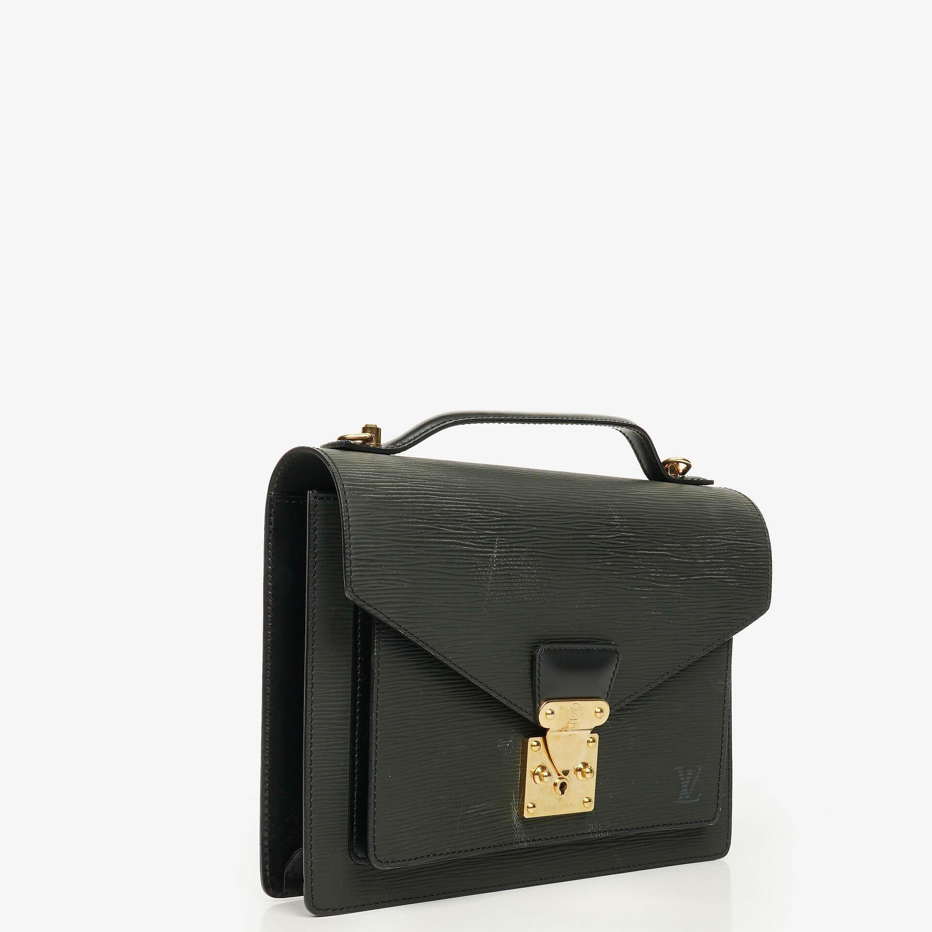 Louis Vuitton Monceau Handtasche aus schwarzem Epi Leder