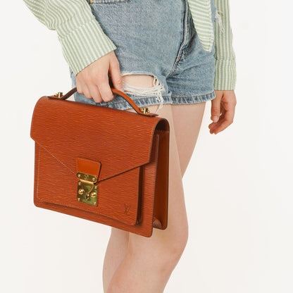 Louis Vuitton Monceau Handtasche aus braunem Epi Leder