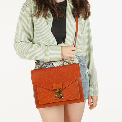Louis Vuitton Monceau Handtasche aus braunem Epi Leder