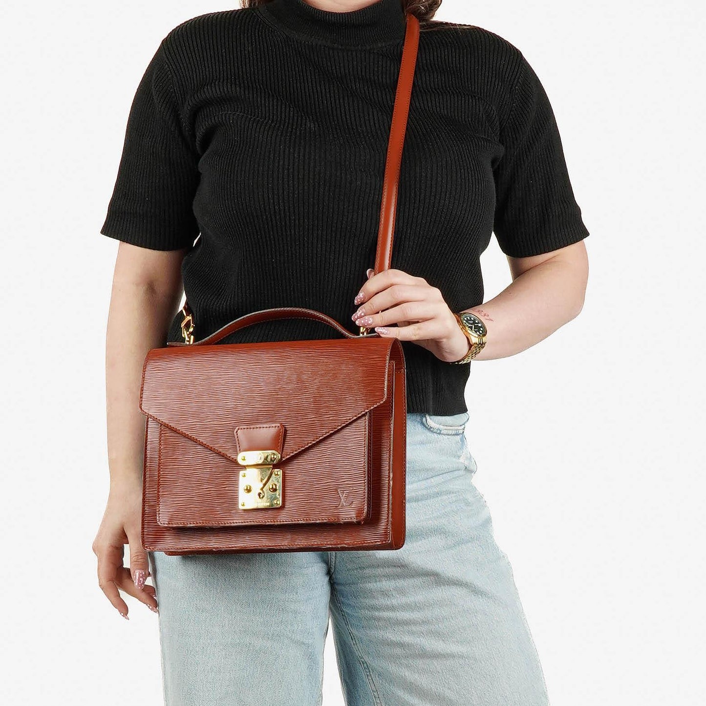 Louis Vuitton Monceau Handtasche aus braunem Epi Leder