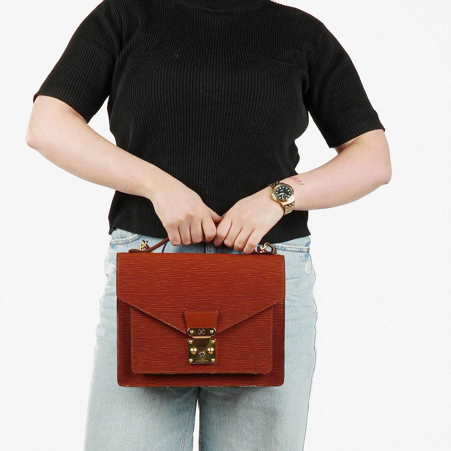 Louis Vuitton Monceau Handtasche aus braunem Epi Leder