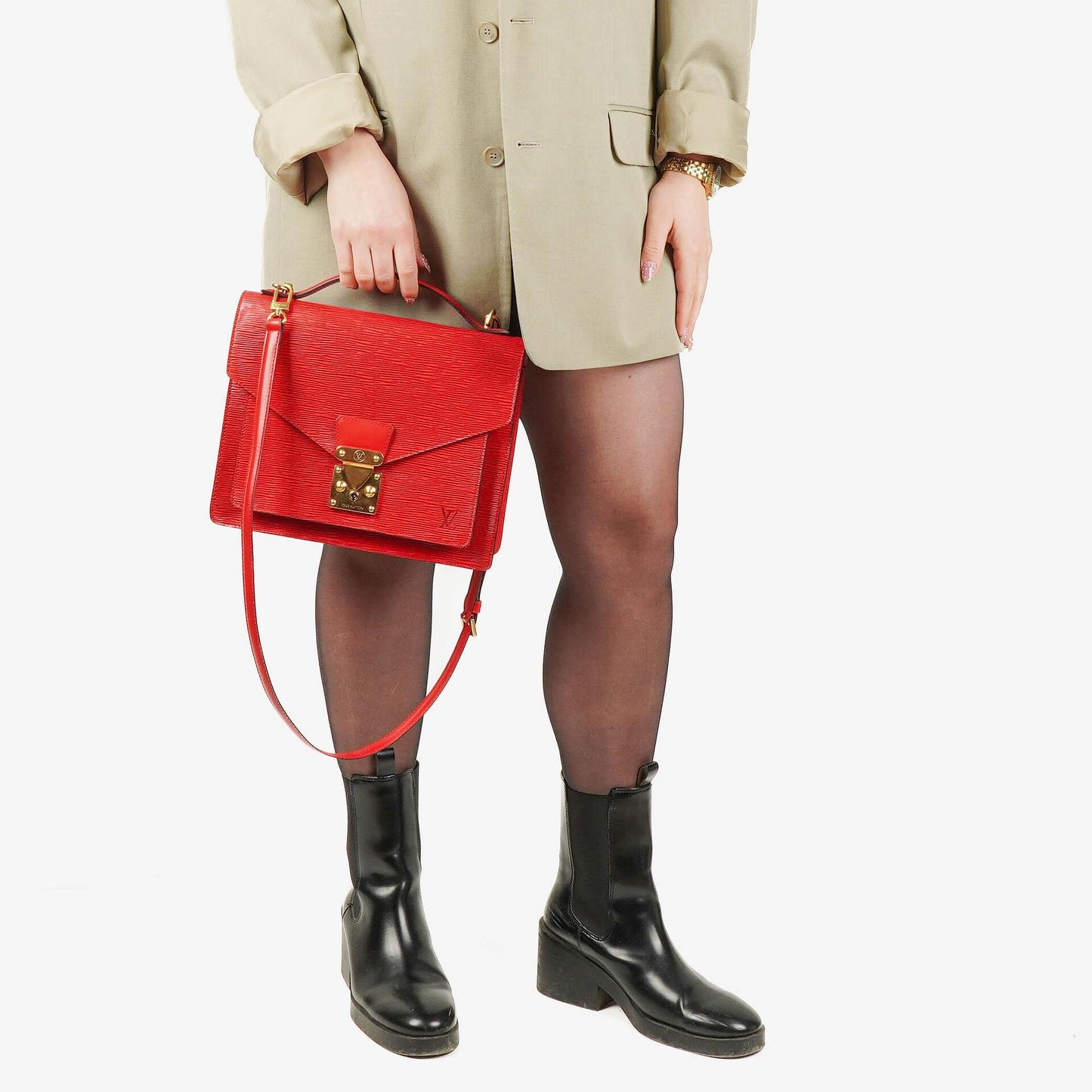 Louis Vuitton Monceau Handtasche aus rotem Epi Leder
