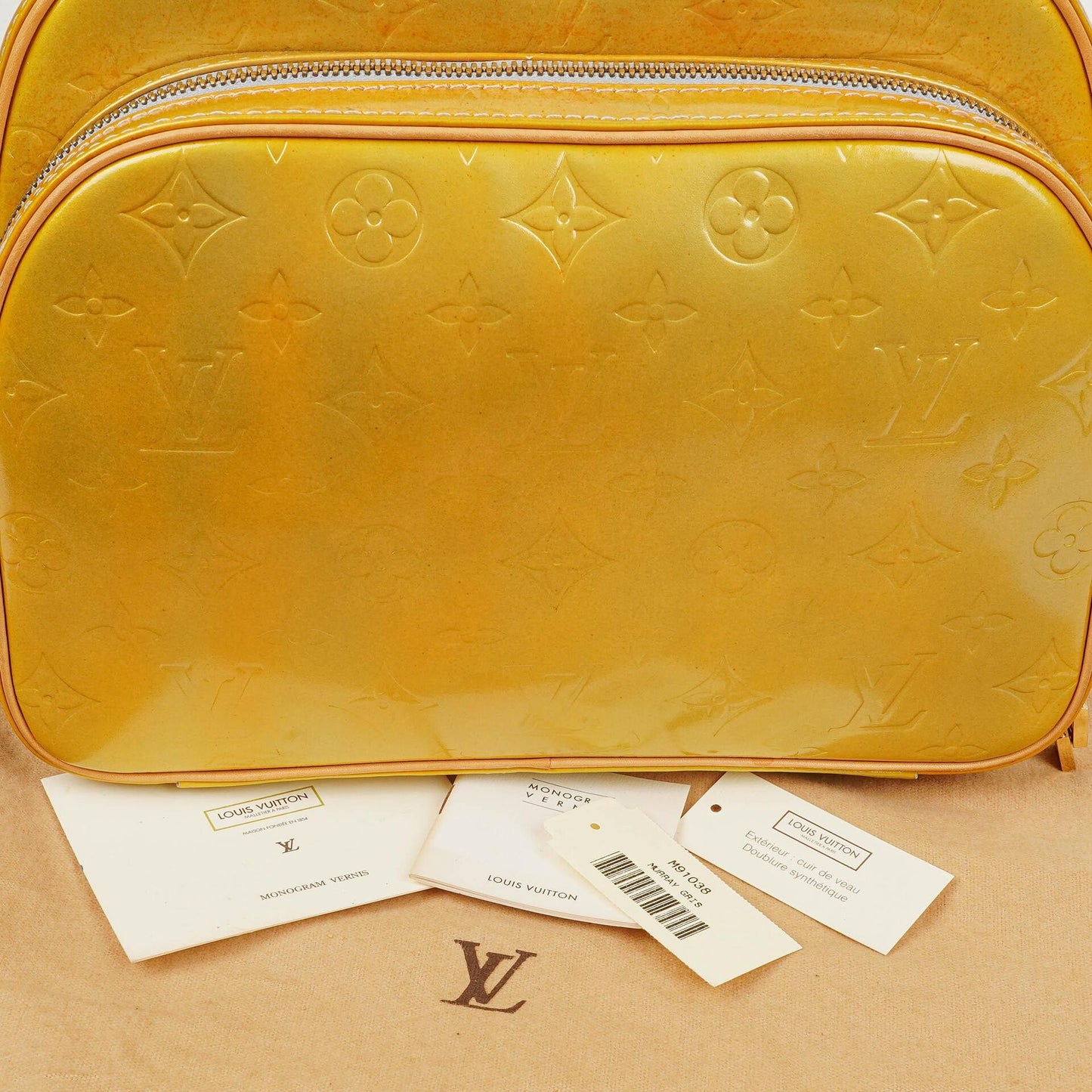 Louis Vuitton Murray Rucksack aus gelbem Vernis