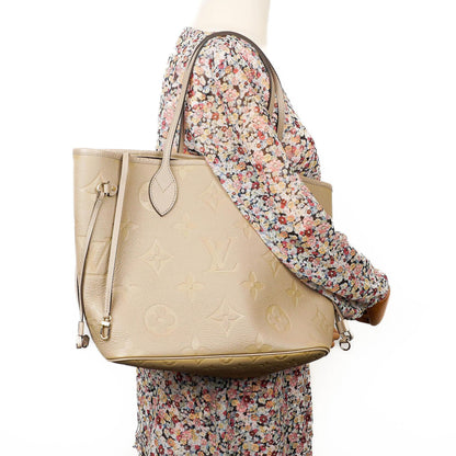 Louis Vuitton Neverfull MM Tragetasche aus beigem Empreinte Leder