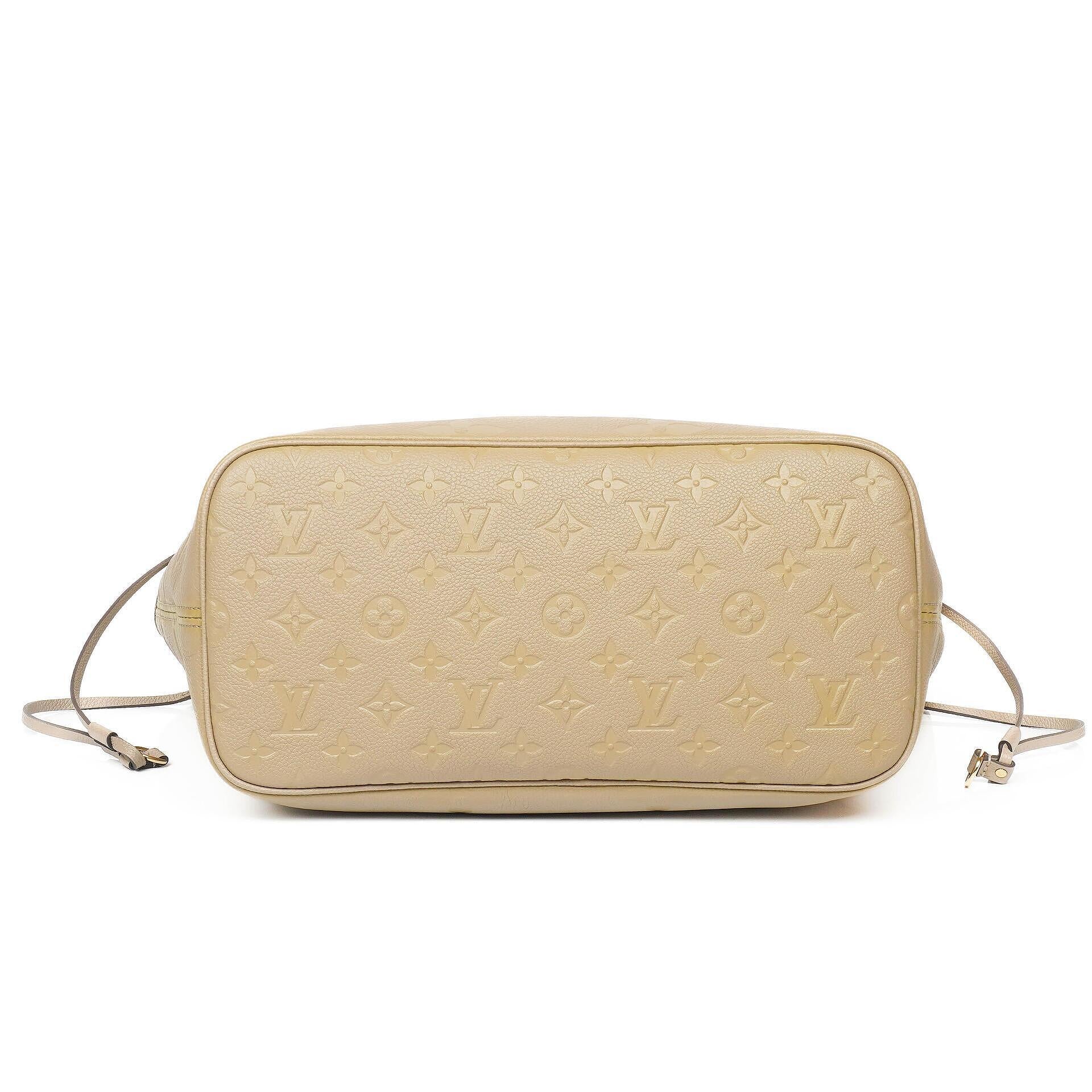 Louis Vuitton Neverfull MM Tragetasche aus beigem Empreinte Leder