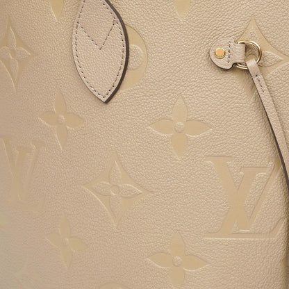 Louis Vuitton Neverfull MM Tragetasche aus beigem Empreinte Leder