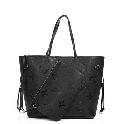 Louis Vuitton Neverfull MM Tragetasche aus schwarzem Empreinte Leder
