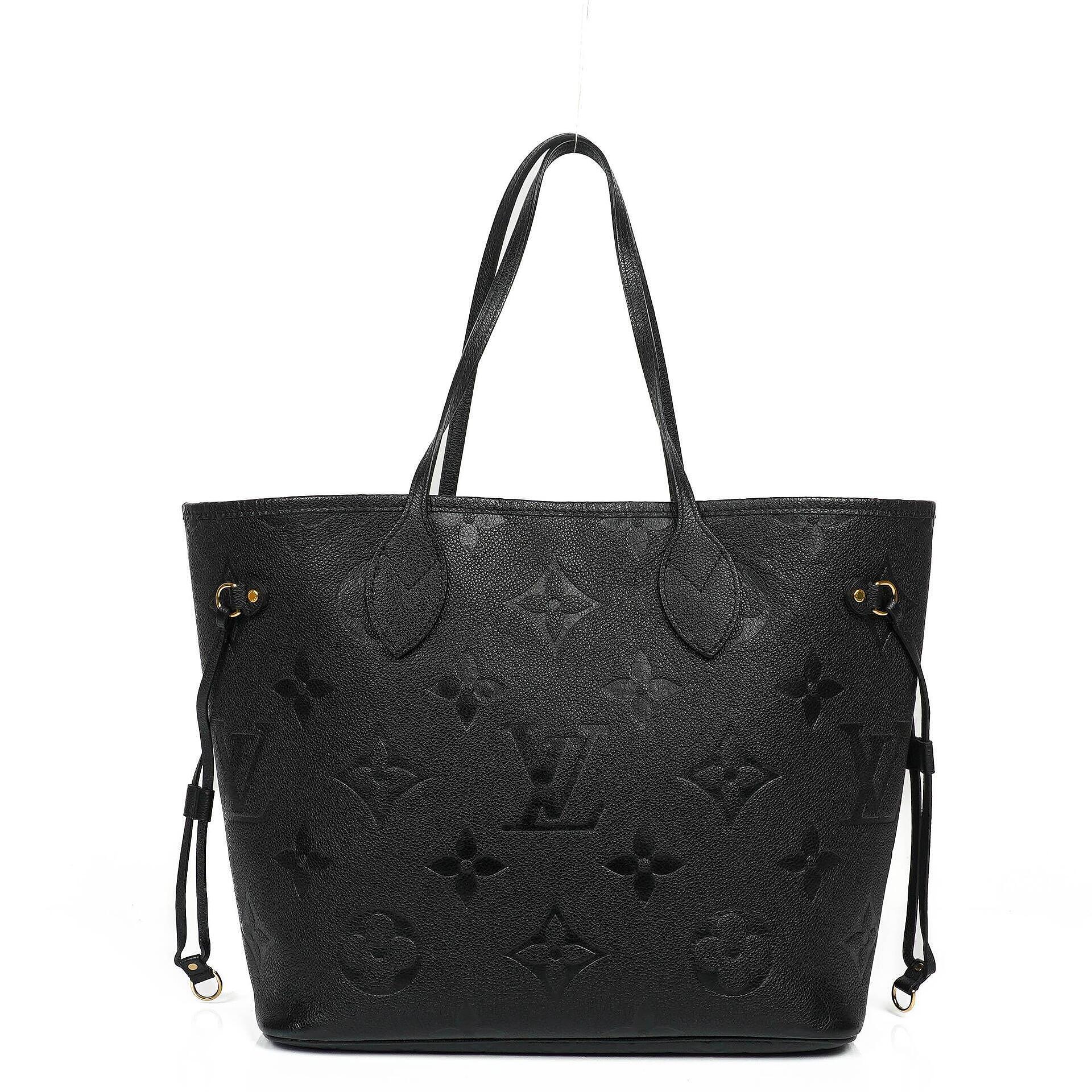 Louis Vuitton Neverfull MM Tragetasche aus schwarzem Empreinte Leder