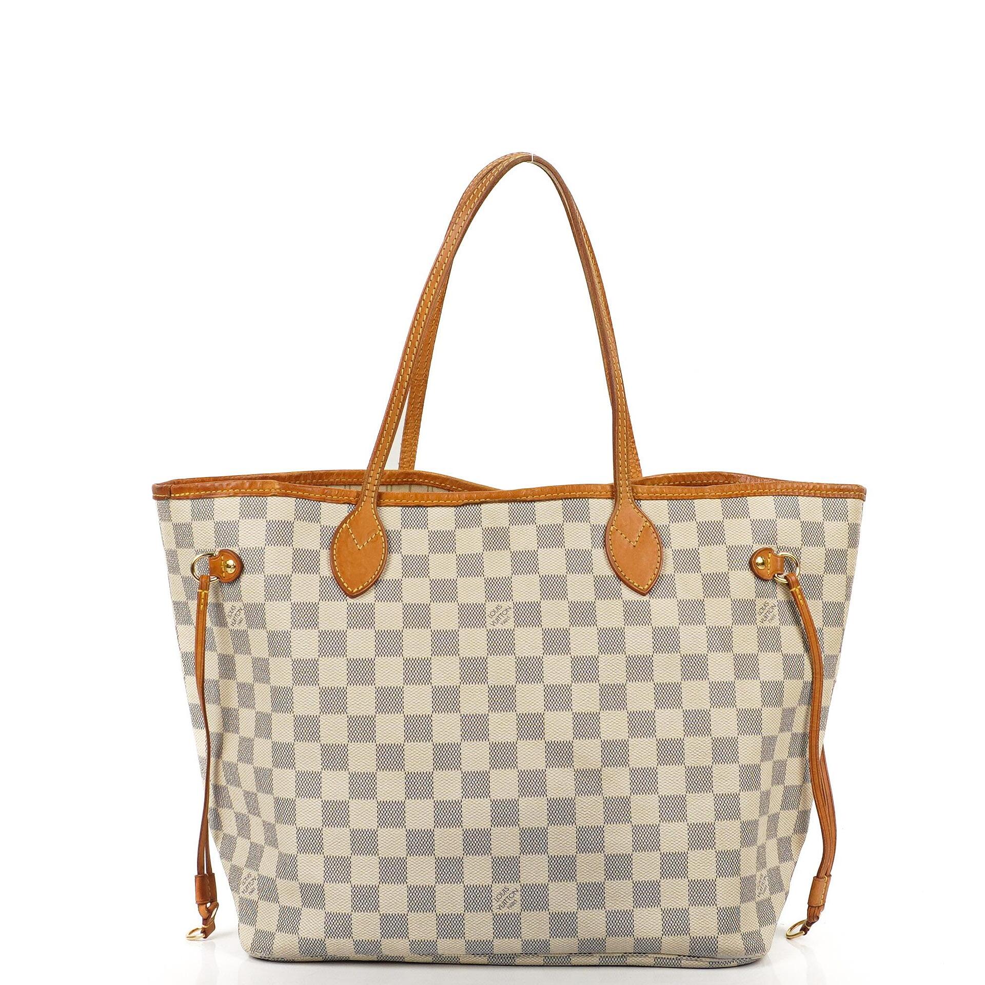 Louis Vuitton Neverfull MM Tote Bag aus beschichtetem Damier Azur Canvas