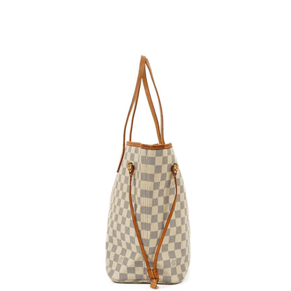 Louis Vuitton Neverfull MM Tote Bag aus beschichtetem Damier Azur Canvas
