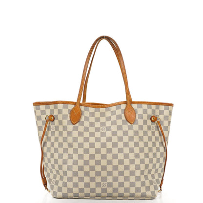 Louis Vuitton Neverfull MM Tote Bag aus beschichtetem Damier Azur Canvas