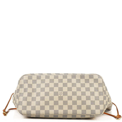 Louis Vuitton Neverfull MM Tote Bag aus beschichtetem Damier Azur Canvas