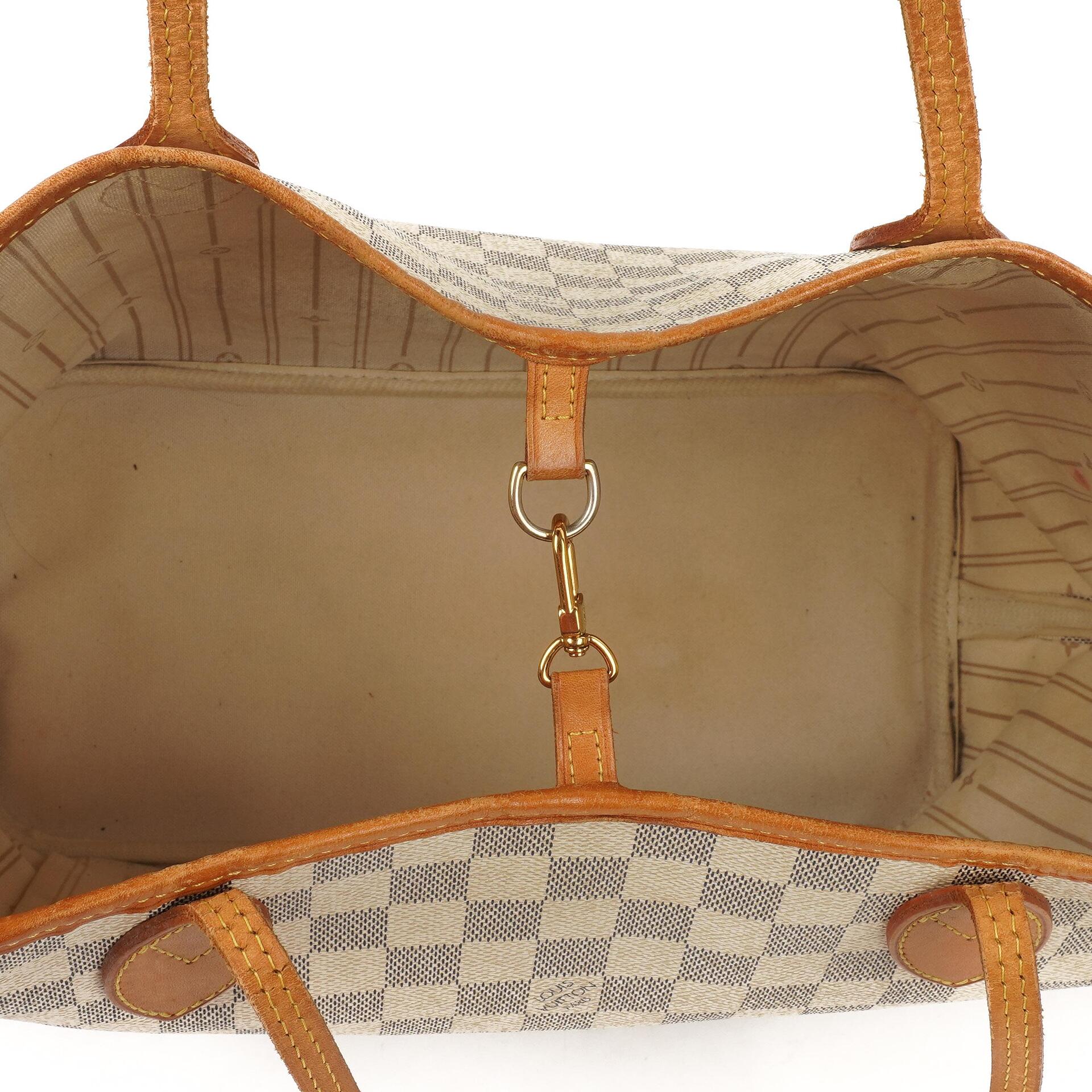 Louis Vuitton Neverfull MM Tote Bag aus beschichtetem Damier Azur Canvas
