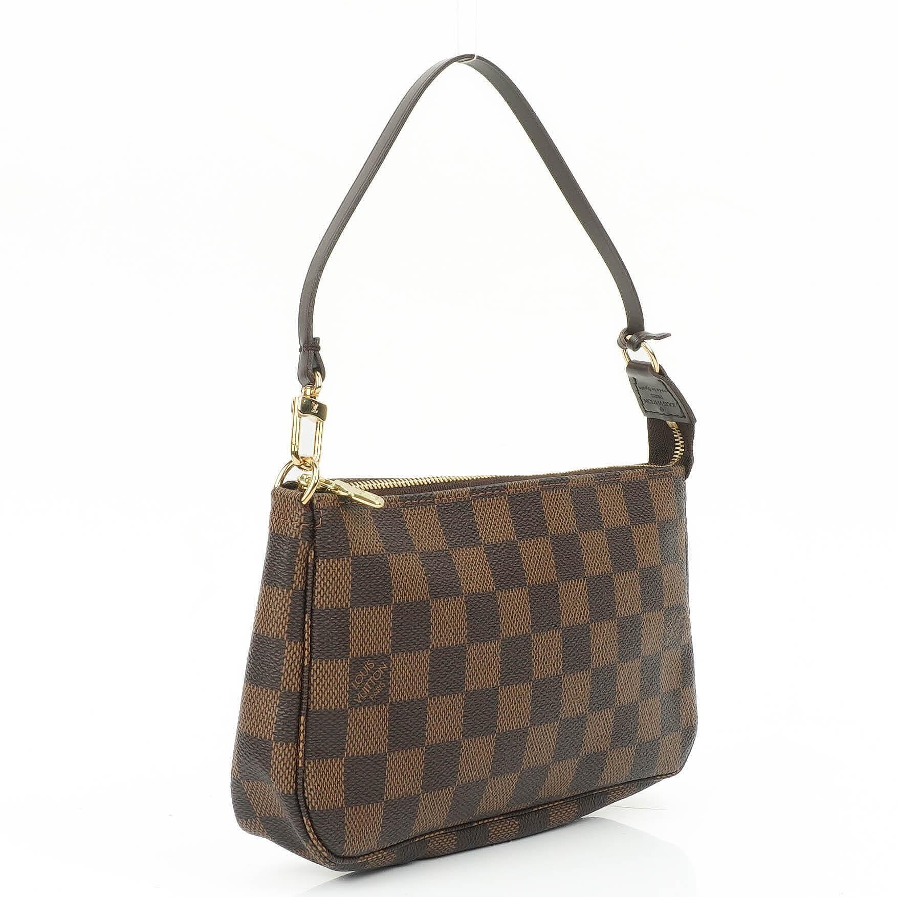 Louis Vuitton Pochette Accessoire Clutch-Handtasche aus Damier Ebène Canvas