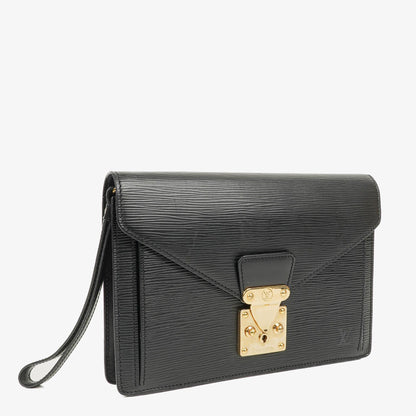 Louis Vuitton Pochette Sellier Dragonne Clutch aus schwarzem Epi Leder