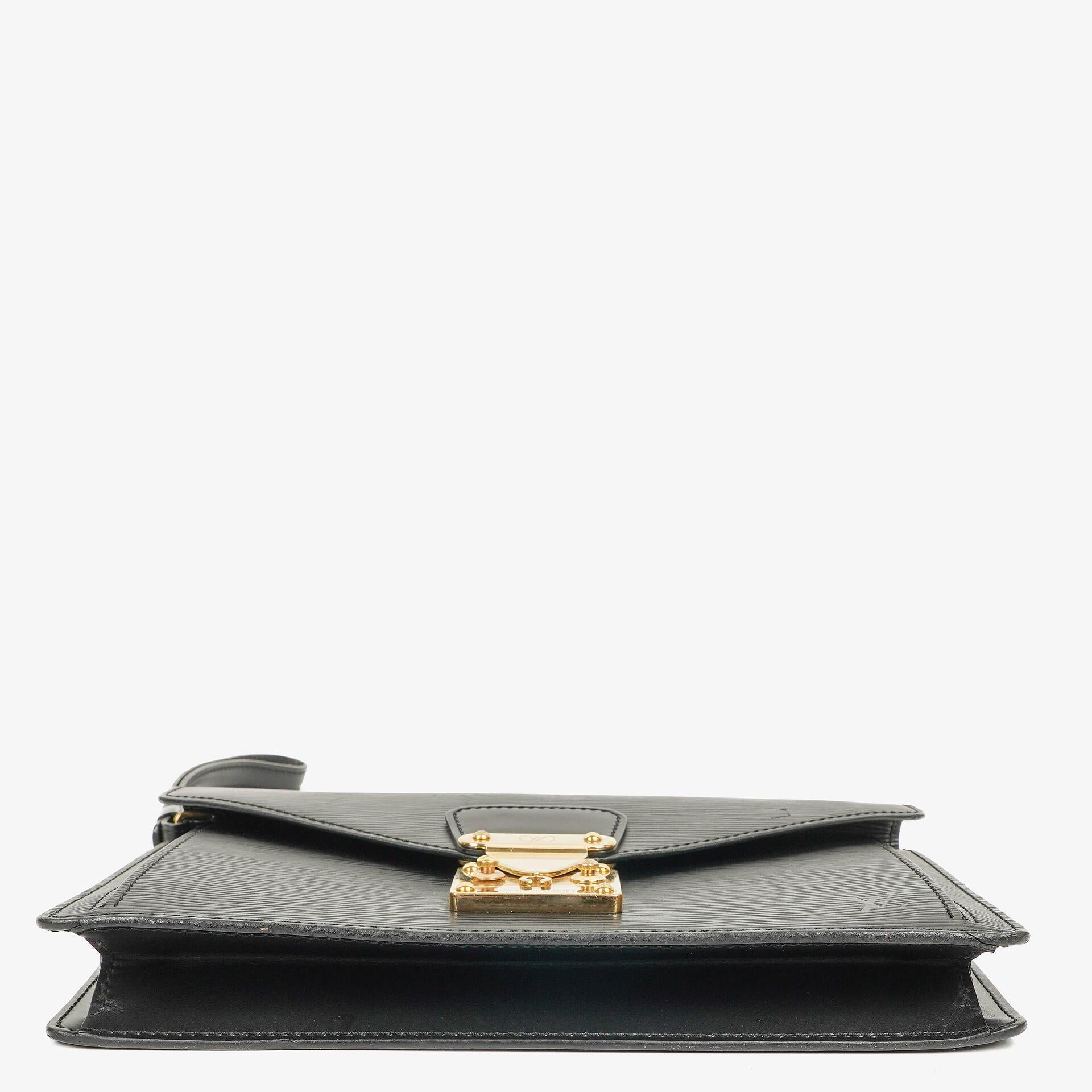 Louis Vuitton Pochette Sellier Dragonne Clutch aus schwarzem Epi Leder