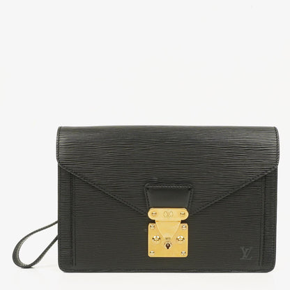 Louis Vuitton Pochette Sellier Dragonne Clutch aus schwarzem Epi-Leder