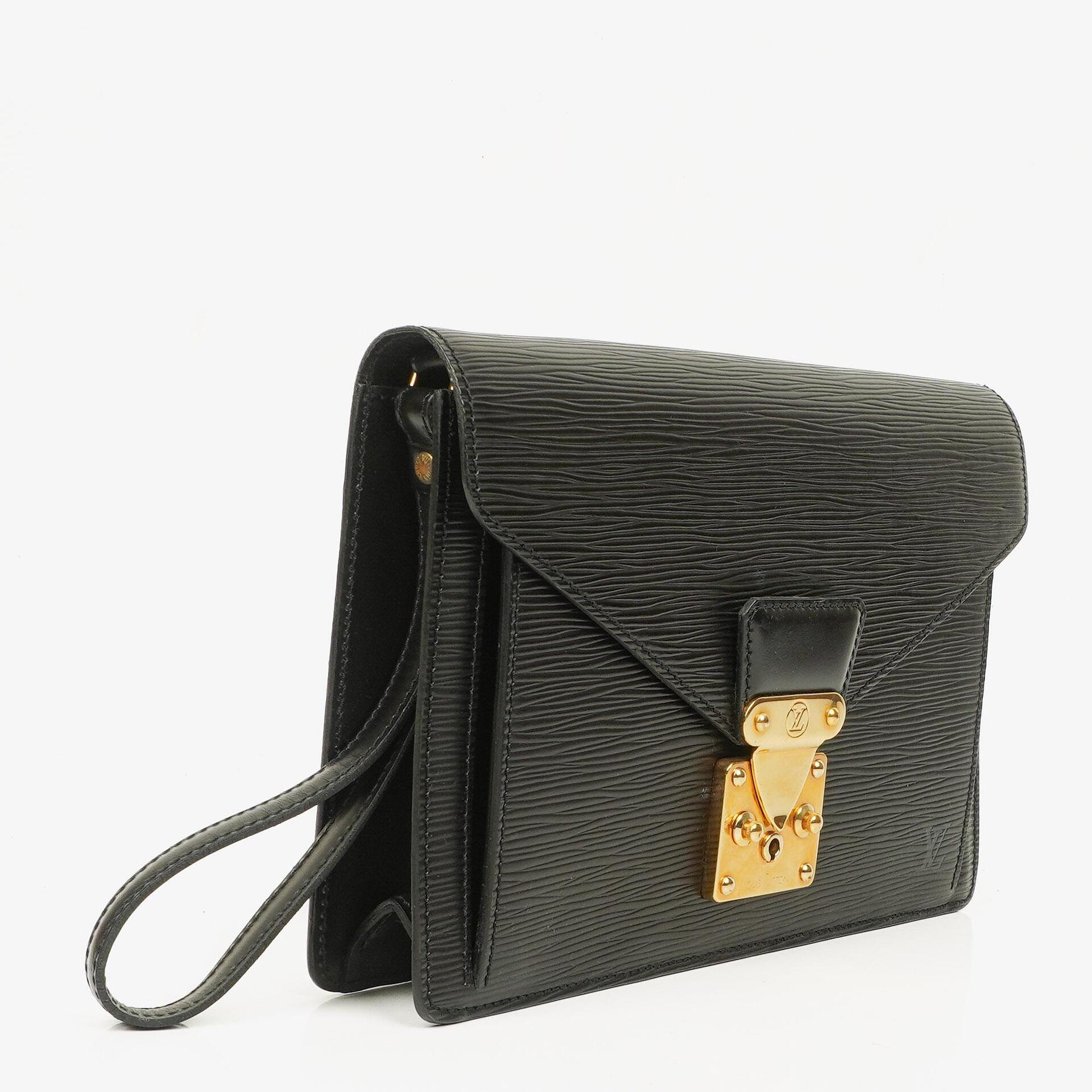 Louis Vuitton Pochette Sellier Dragonne Clutch aus schwarzem Epi-Leder