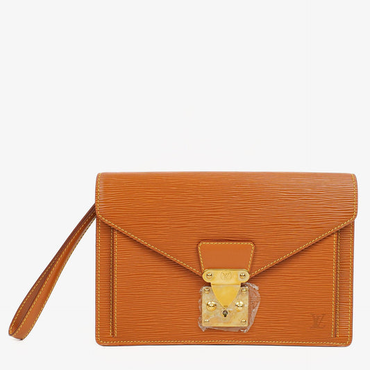 Louis Vuitton Pochette Sellier Dragonne Clutch aus Cognac Epi Leder