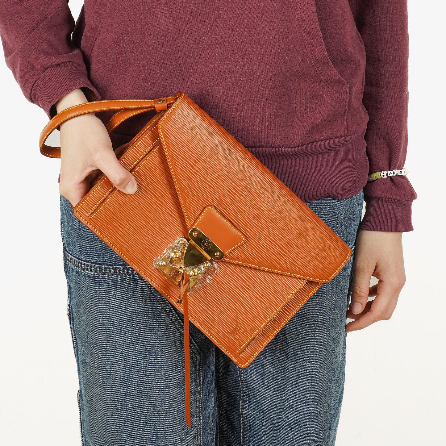 Louis Vuitton Pochette Sellier Dragonne Clutch aus Cognac Epi Leder