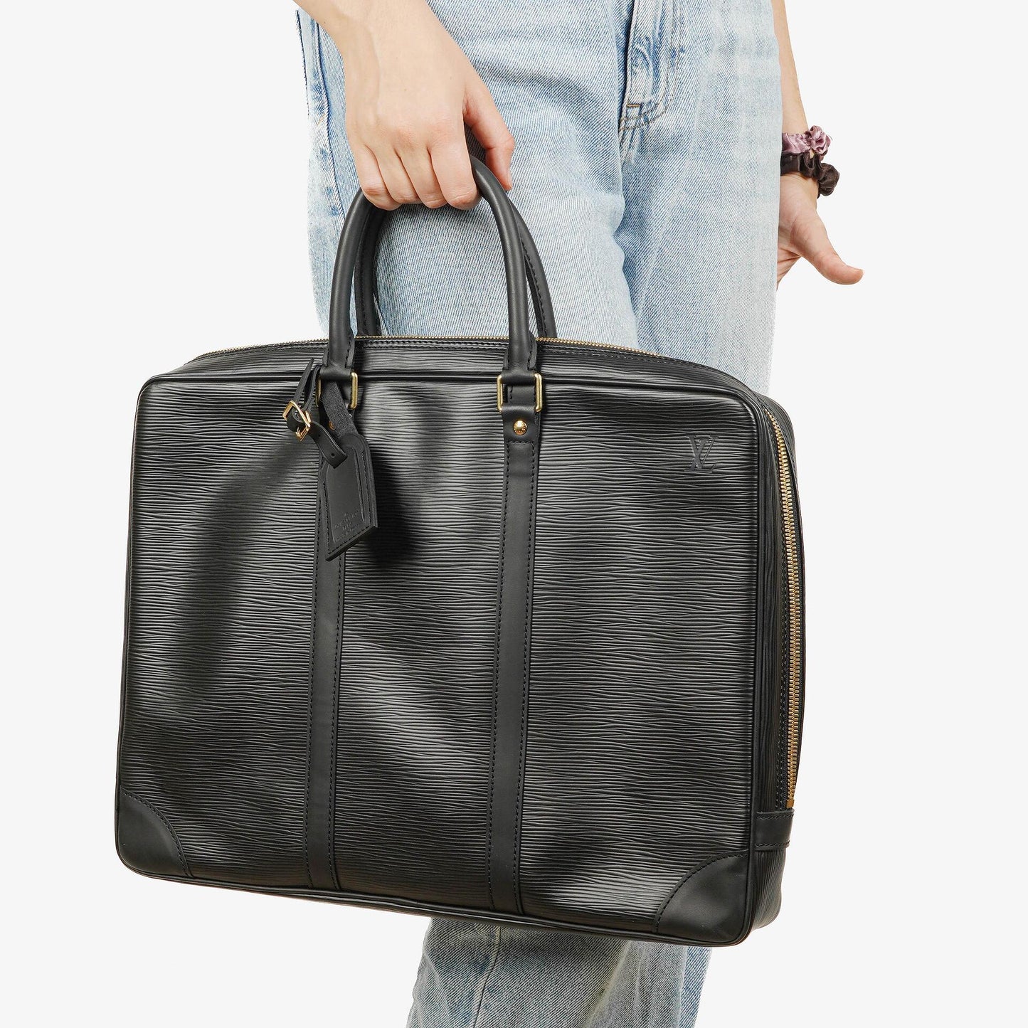 Louis Vuitton Porte-Documents Voyage Aktentasche aus schwarzem Epi Leder