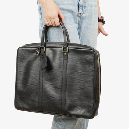 Louis Vuitton Porte-Documents Voyage Aktentasche aus schwarzem Epi Leder