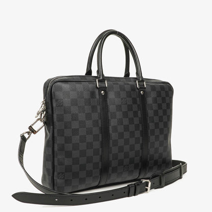 Louis Vuitton Porte-Documents Voyage Tasche aus Damier Graphite Canvas