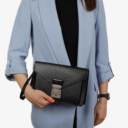 Louis Vuitton Sellier Dragonne Clutch aus schwarzem Epi-Leder