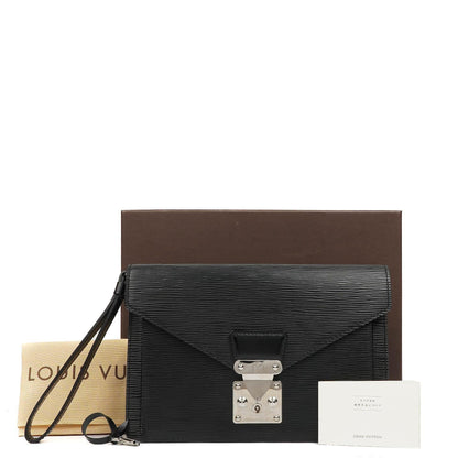 Louis Vuitton Sellier Dragonne Clutch aus schwarzem Epi-Leder